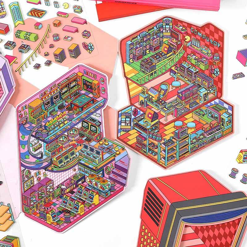 Urban Play District DIY 3D Scene Stickers 4 Cute Miniature Scenes(L)