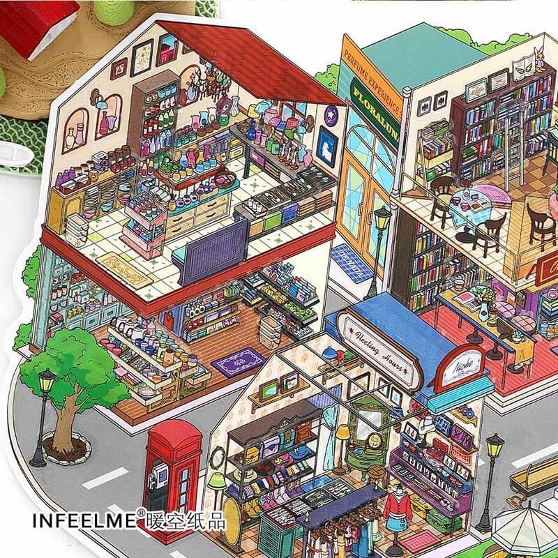 Urban Streetscape DIY 3D Scene Stickers 2 Cute Miniature Scenes(L)