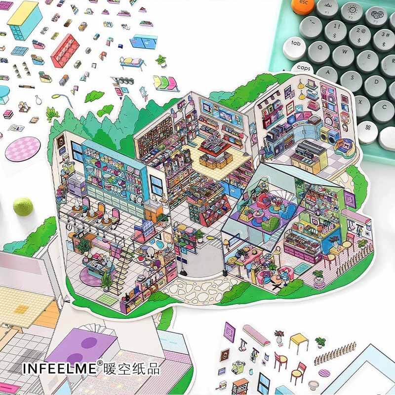 Urban Streetscape DIY 3D Scene Stickers 2 Cute Miniature Scenes(L)