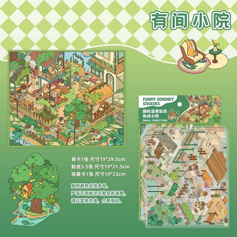 Urban Strolls DIY 3D Scene Stickers 5 Cute Miniature Scenes(L)