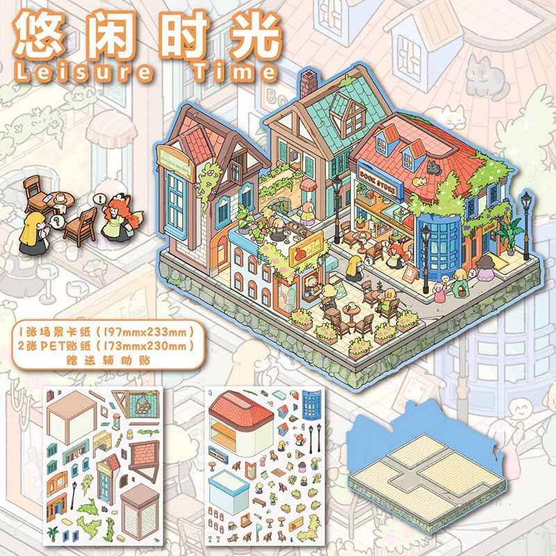 Utopia Vibes DIY 3D Scene Stickers 4 Cute Miniature Scenes(L)