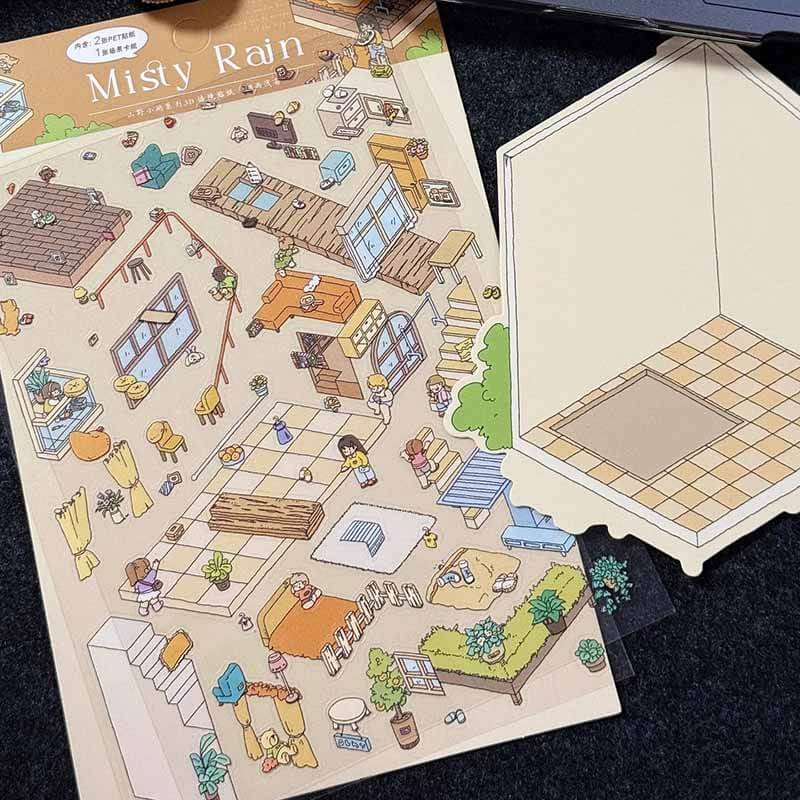 Verses in Mist DIY 3D Scene Stickers 4 Cute Miniature Scenes(M)