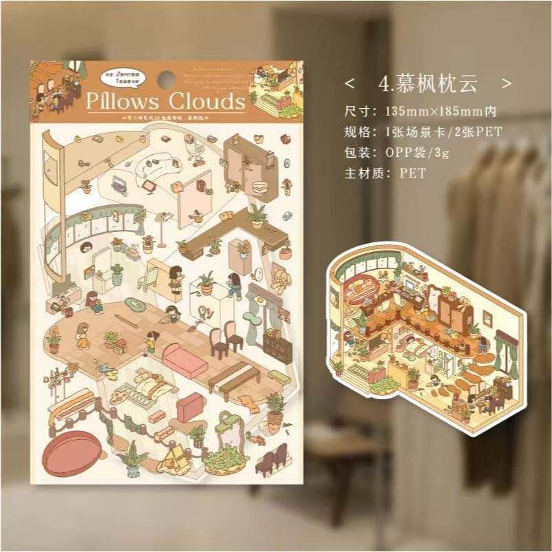 Verses in Mist DIY 3D Scene Stickers 4 Cute Miniature Scenes(M)