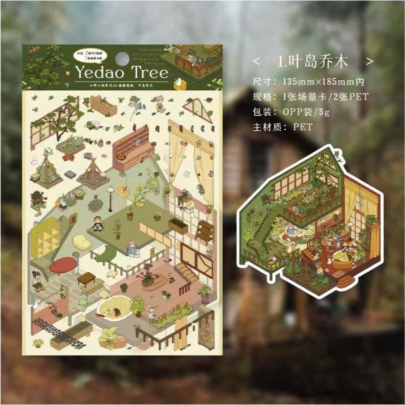 Verses in Mist DIY 3D Scene Stickers 4 Cute Miniature Scenes(M)