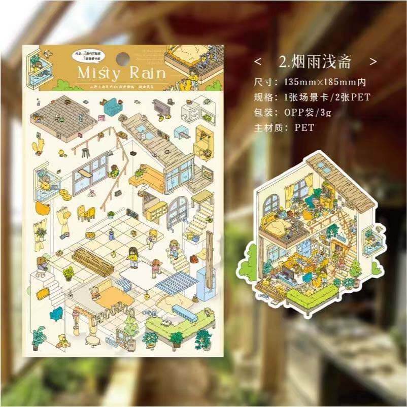Verses in Mist DIY 3D Scene Stickers 4 Cute Miniature Scenes(M)