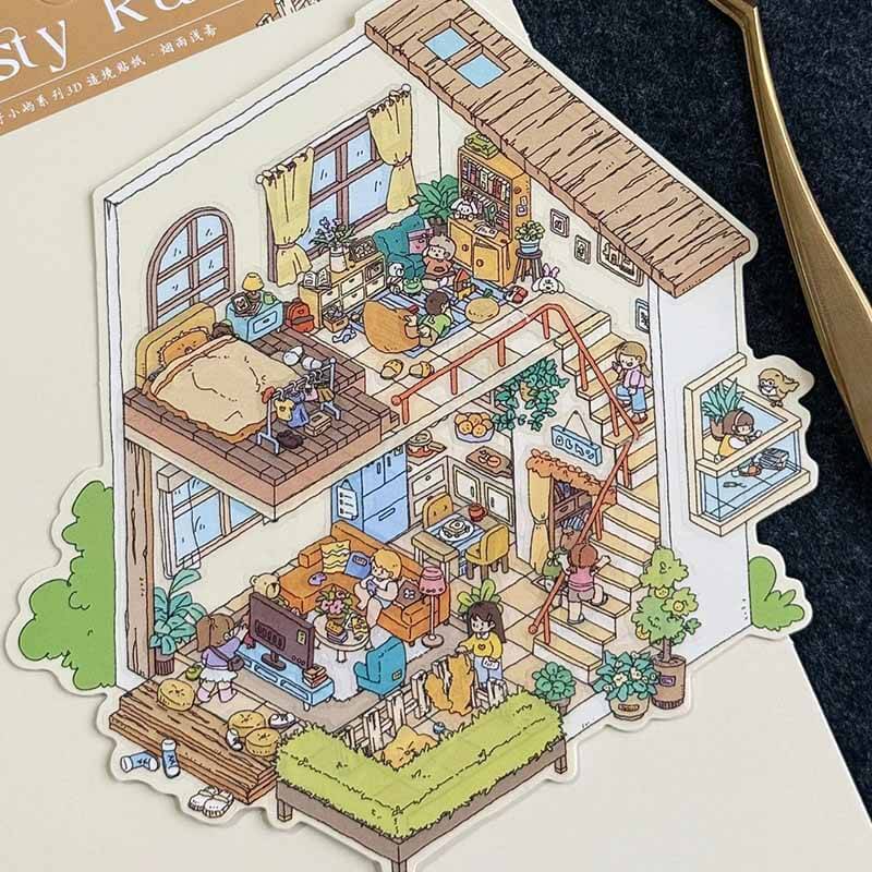 Verses in Mist DIY 3D Scene Stickers 4 Cute Miniature Scenes(M)