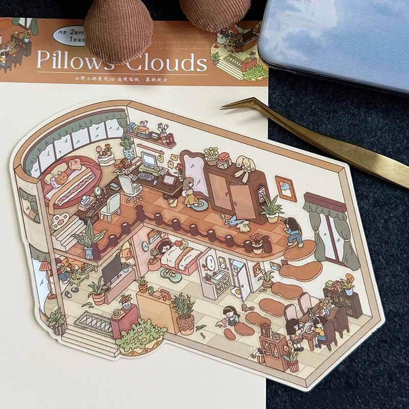 Verses in Mist DIY 3D Scene Stickers 4 Cute Miniature Scenes(M)