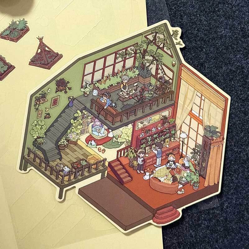 Verses in Mist DIY 3D Scene Stickers 4 Cute Miniature Scenes(M)