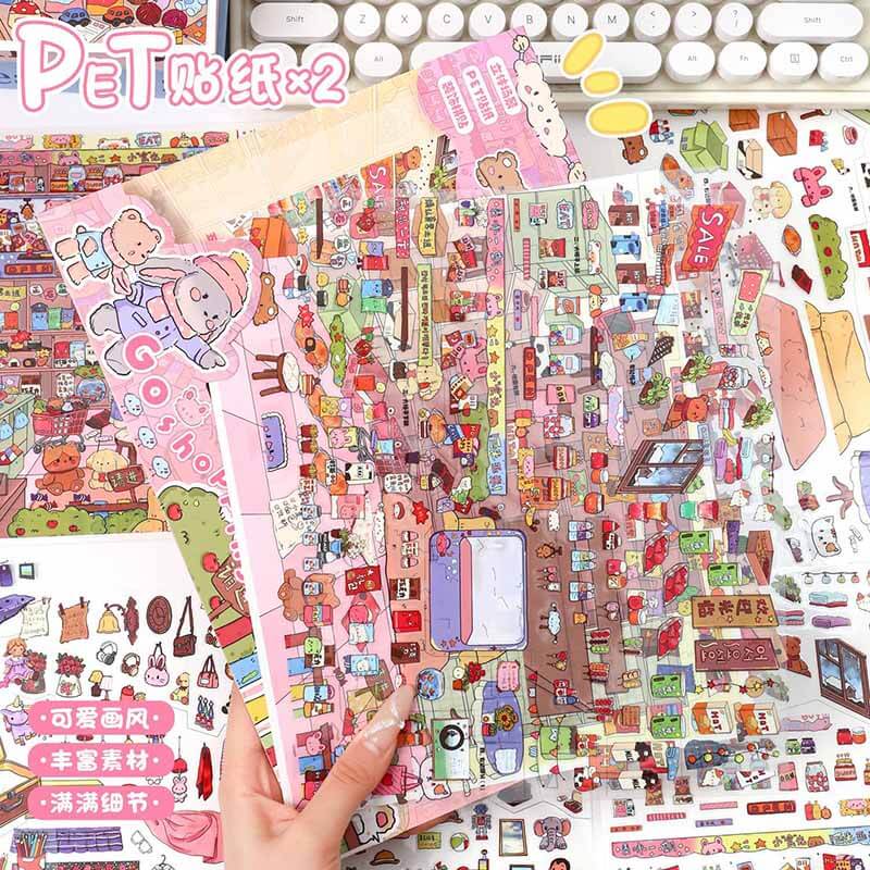 Vintage Find DIY 3D Scene Stickers 2 Cute Miniature Scenes(L)