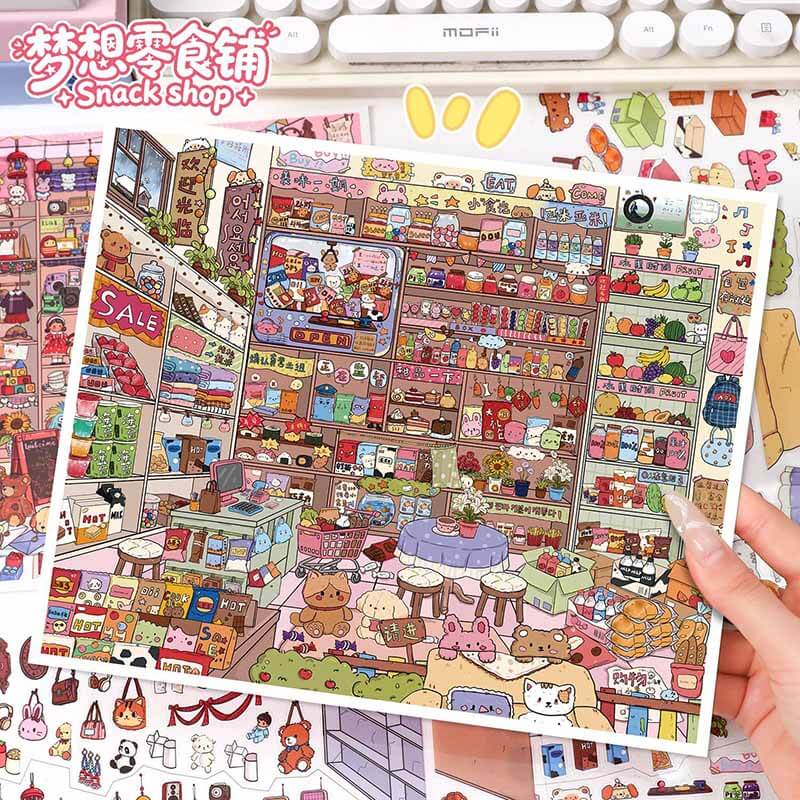Vintage Find DIY 3D Scene Stickers 2 Cute Miniature Scenes(L)