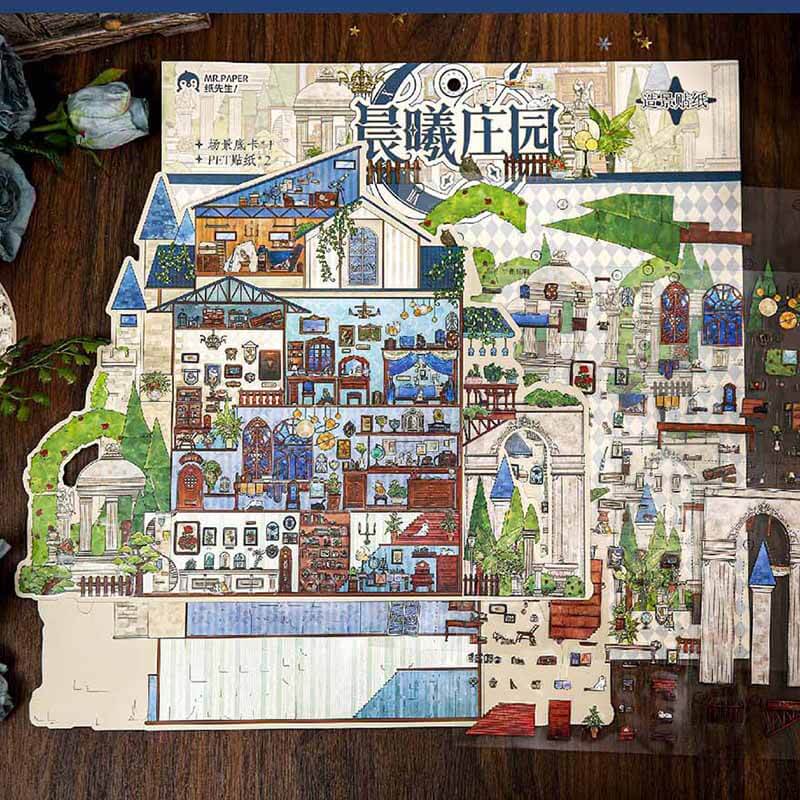 Vintage Manor DIY 3D Scene Stickers With Guide Lines(XXL)