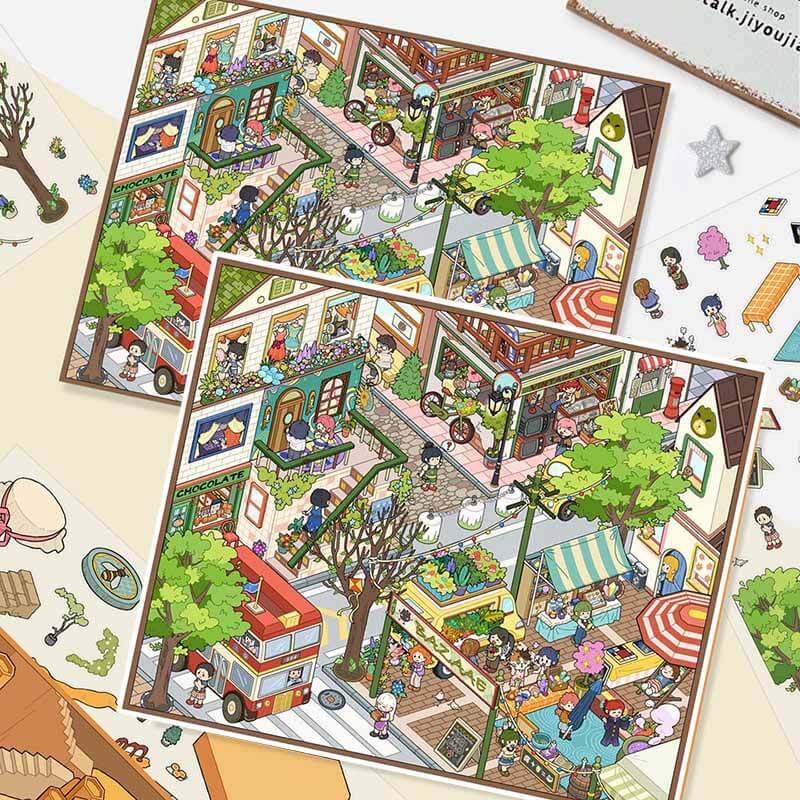 Vintage Street DIY 3D Scene Stickers 3 Cute Miniature Scenes(L)
