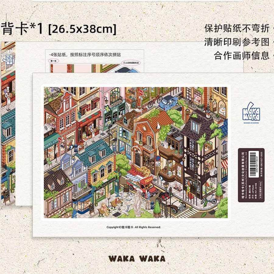 Vintage Town DIY 3D Scene Stickers Cute Miniature Scenes(XL)