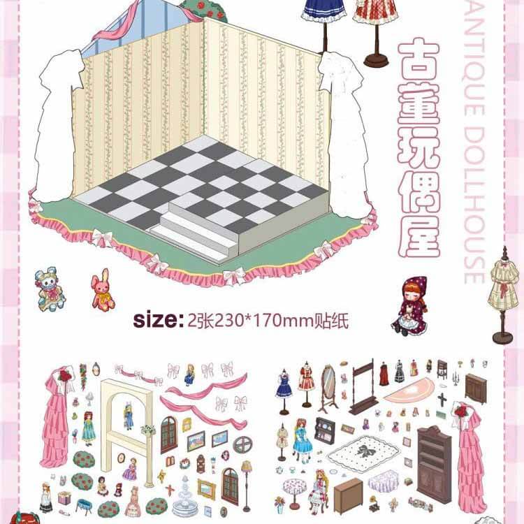 Vintage Wonders DIY 3D Scene Stickers 4 Cute Miniature Scenes (M)