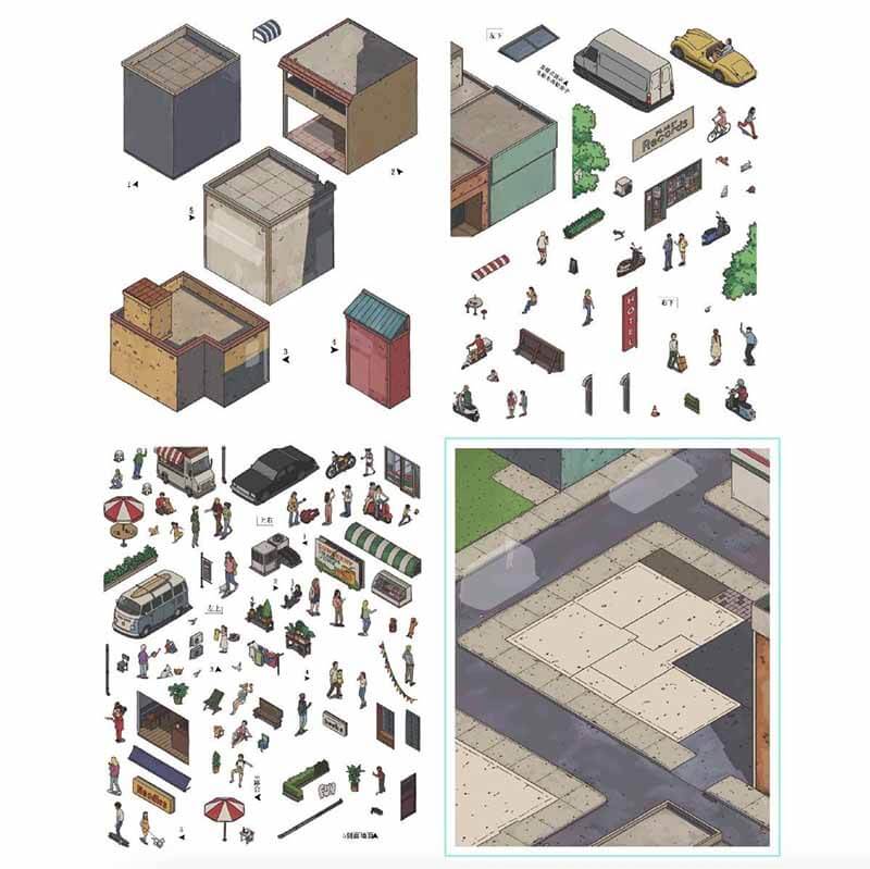 Wander Through DIY 3D Scene Stickers 4 Cute Miniature Scenes(L)