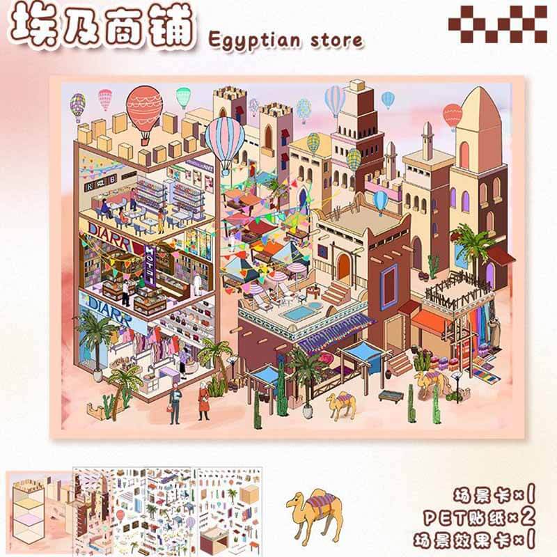 Wanderer’s Bazaar DIY 3D Scene Stickers 2 Cute Miniature Scenes(L)