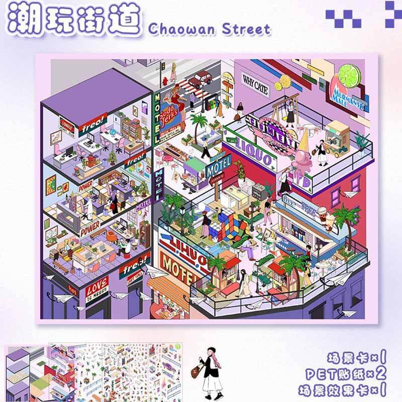 Wanderer’s Bazaar DIY 3D Scene Stickers 2 Cute Miniature Scenes(L)
