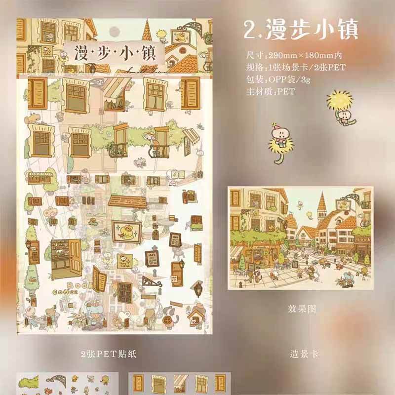 Wander with Heart DIY 3D Scene Stickers 4 Cute Miniature Scenes(L)