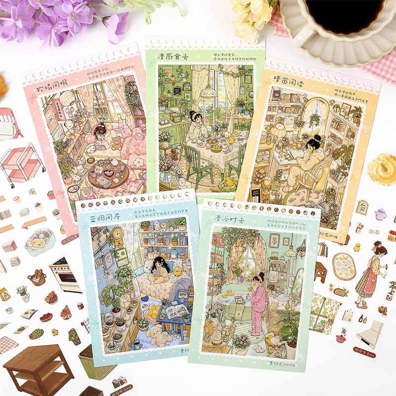 Warm Cottage Book DIY 3D Scene Stickers With Guide Lines(S)