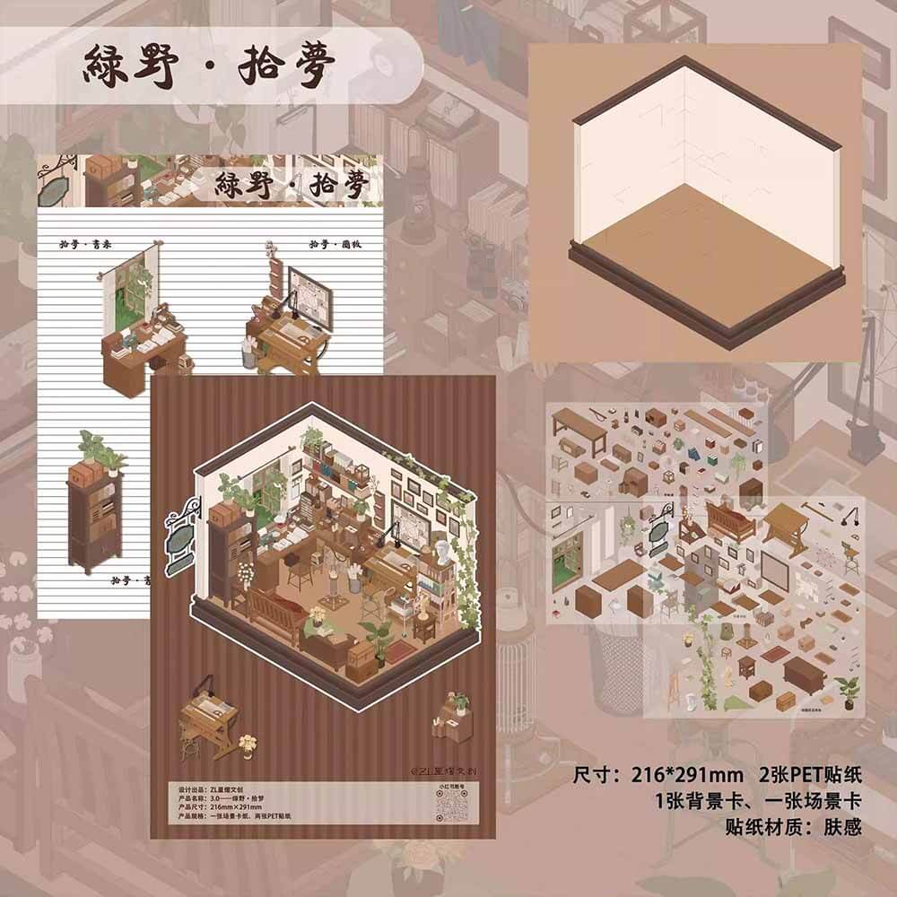 Warm Haven DIY 3D Scene Stickers 2 Cute Miniature Scenes(L)