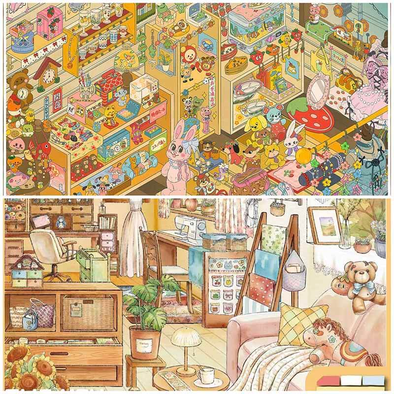 Warm Tone DIY 3D Scene Stickers 2 Cute Scenes(L)