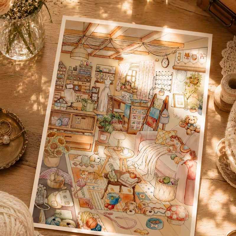 Warm Tone DIY 3D Scene Stickers 2 Cute Scenes(L)