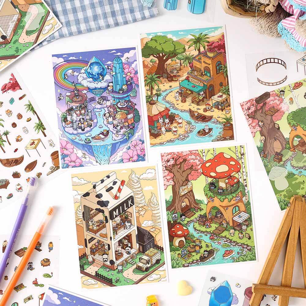 Wayfarer Sanctum DIY 3D Scene Stickers 4 Cute Miniature Scenes(S)