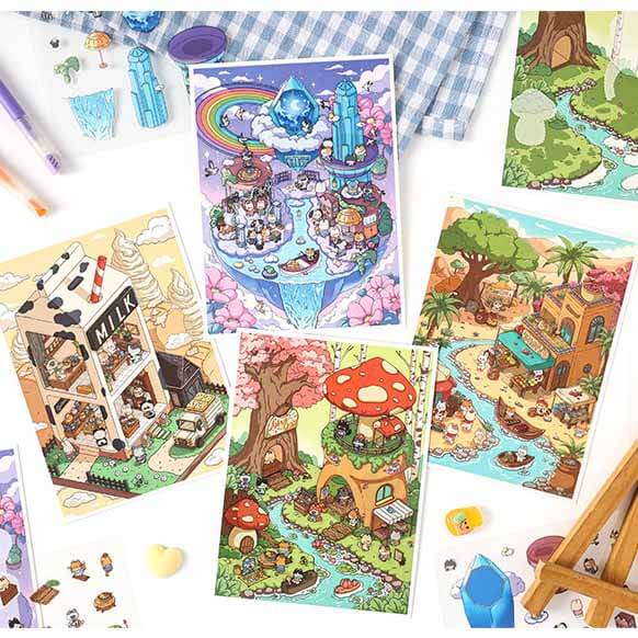 Wayfarer Sanctum DIY 3D Scene Stickers 4 Cute Miniature Scenes(S)