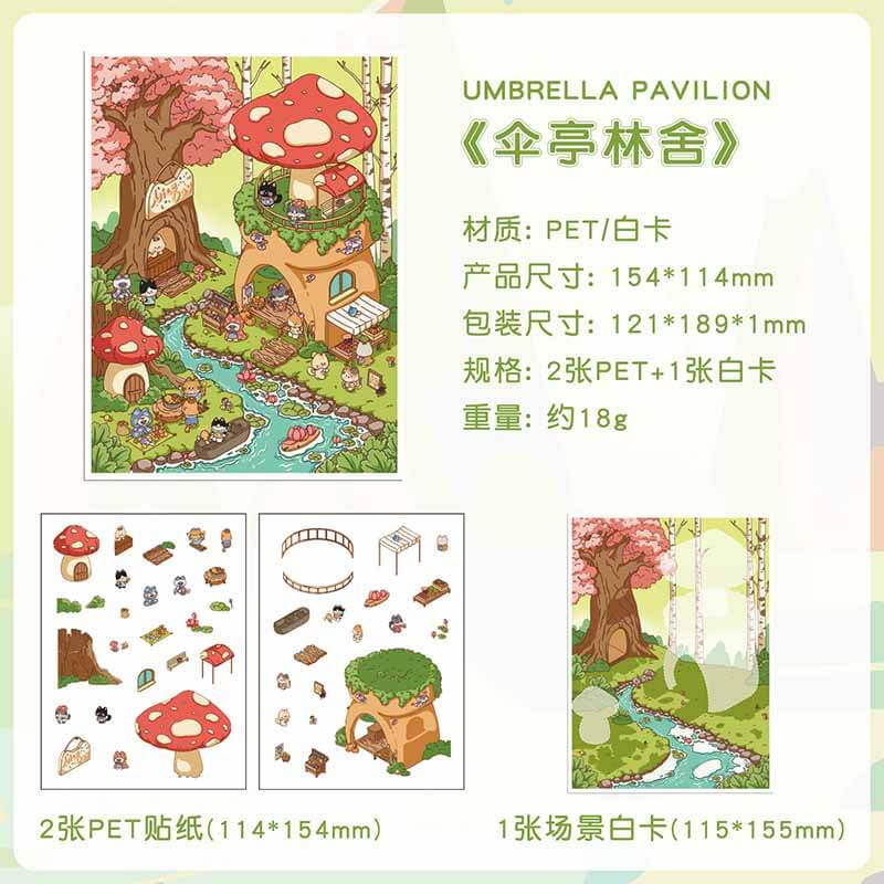 Wayfarer Sanctum DIY 3D Scene Stickers 4 Cute Miniature Scenes(S)