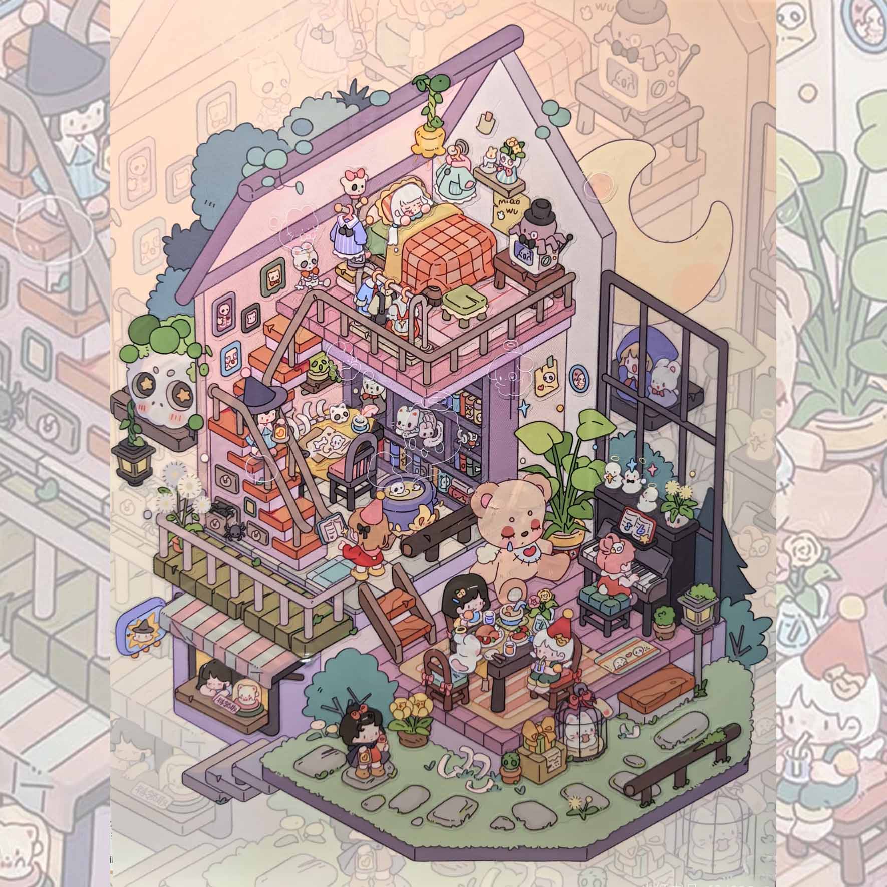 Whimsical Coastline DIY 3D Scene Stickers 3 Cute Miniature Scenes(L)