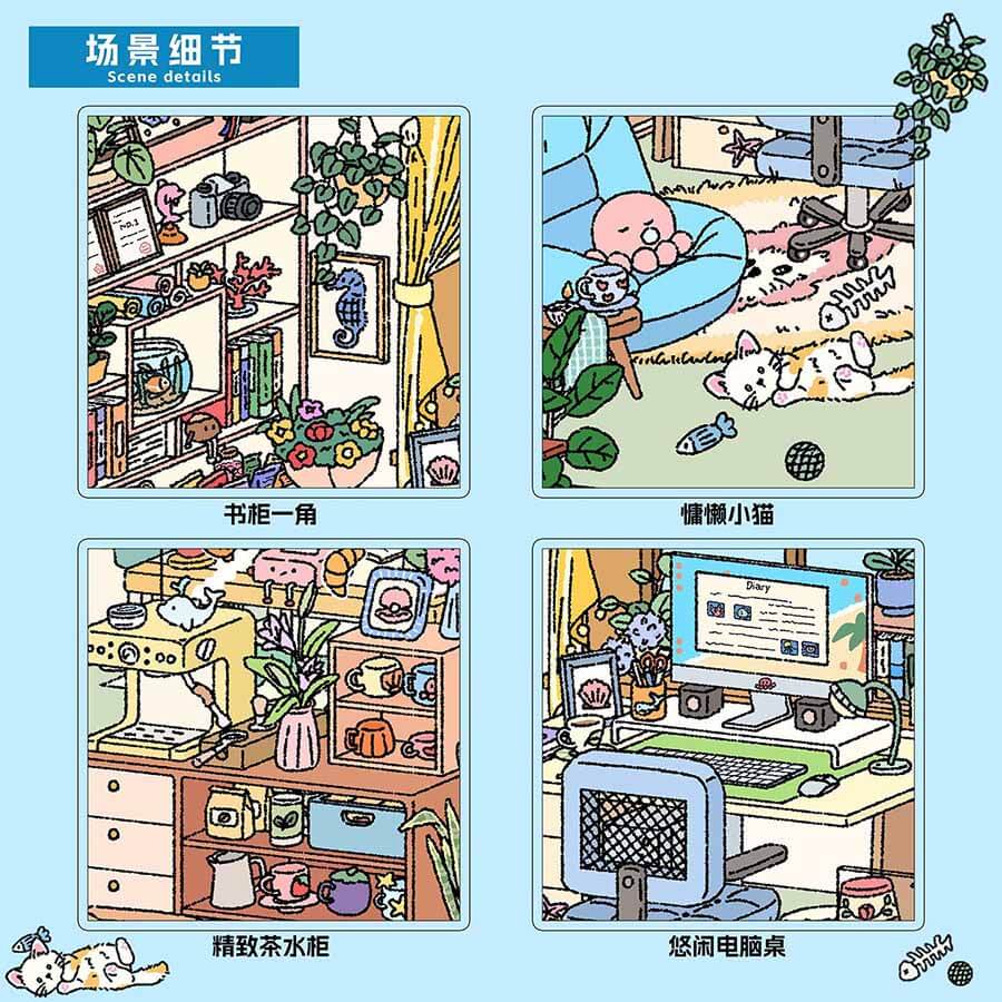 Whimsical Coastline DIY 3D Scene Stickers 3 Cute Miniature Scenes(L)