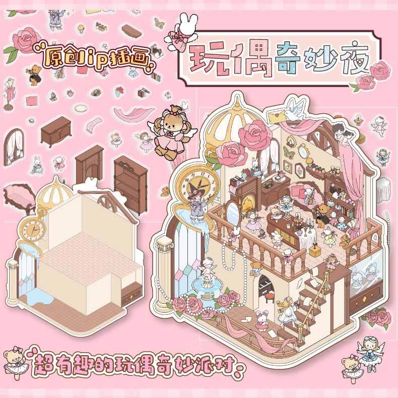 Whimsical Escapes DIY 3D Scene Stickers 4 Cute Miniature Scenes(S)