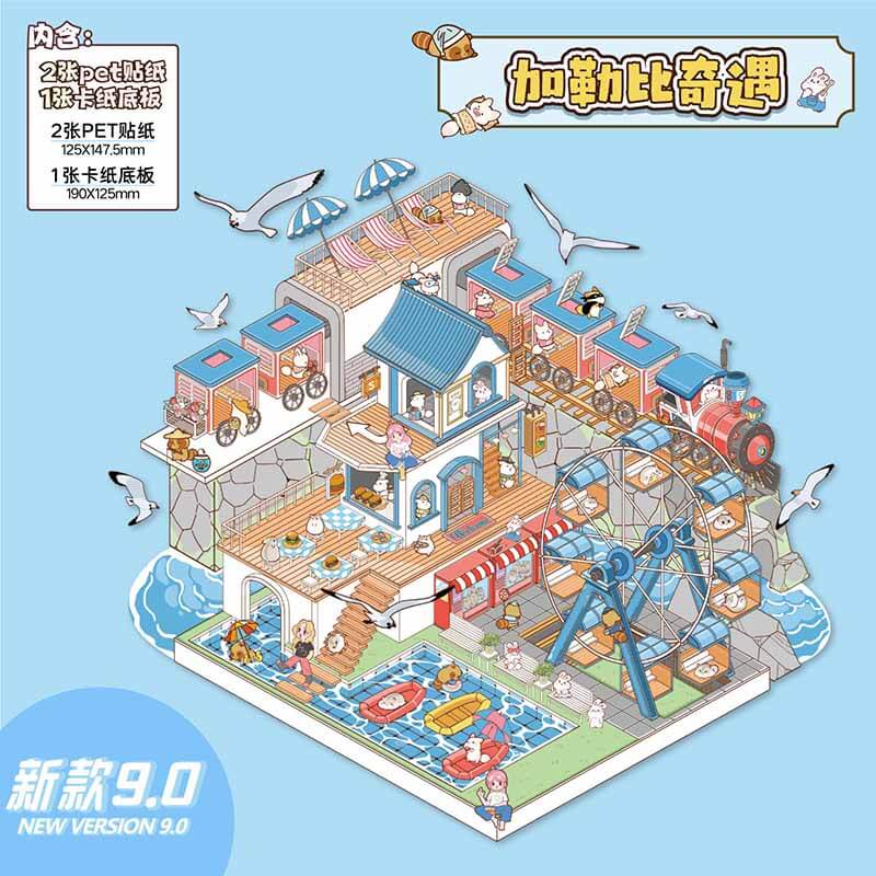 Whimsical Escapes DIY 3D Scene Stickers 4 Cute Miniature Scenes(S)