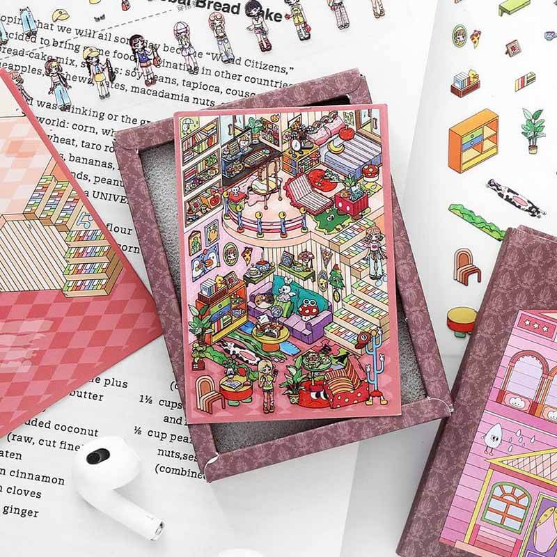 Whimsical Homes DIY 3D Scene Stickers 4 Cute Miniature Scenes(S)