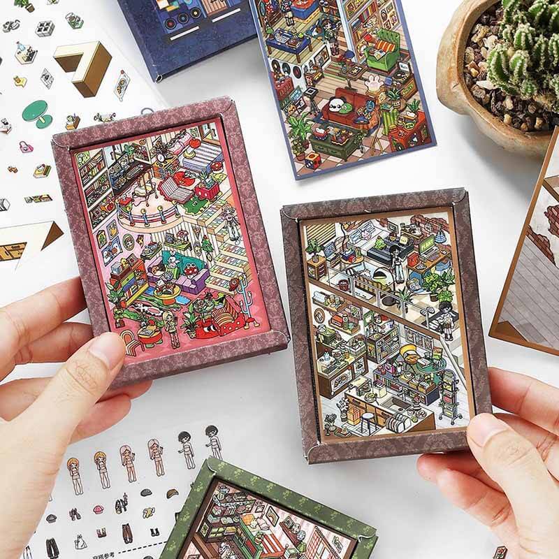 Whimsical Homes DIY 3D Scene Stickers 4 Cute Miniature Scenes(S)