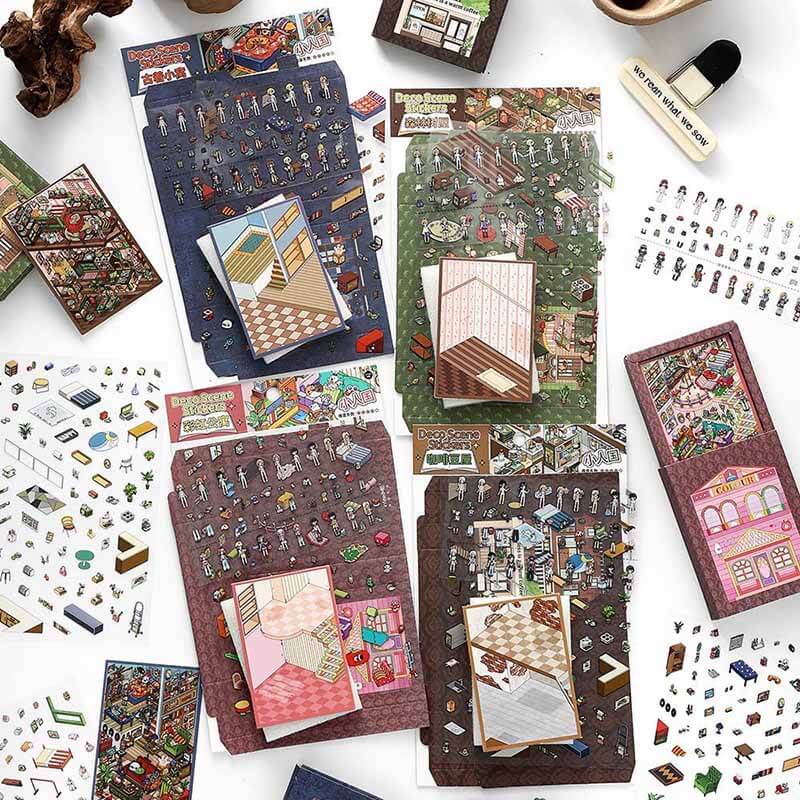 Whimsical Homes DIY 3D Scene Stickers 4 Cute Miniature Scenes(S)