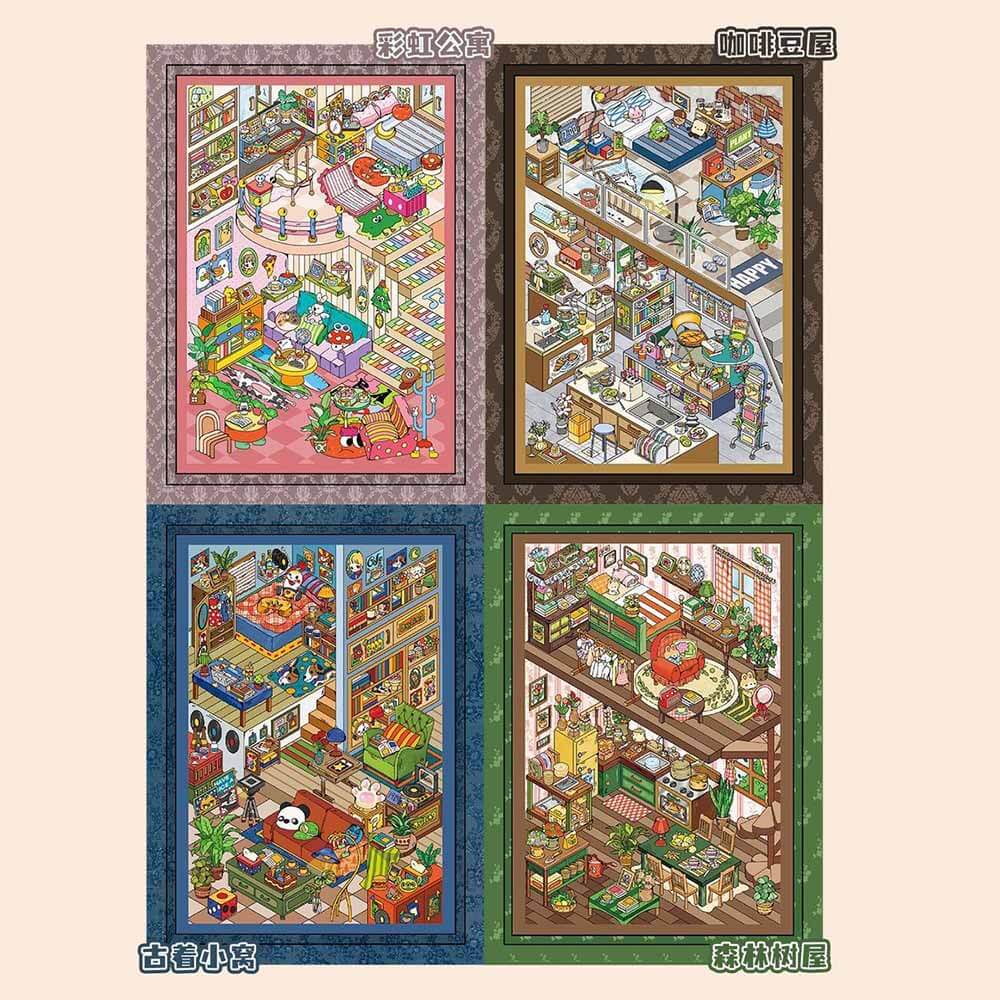 Whimsical Homes DIY 3D Scene Stickers 4 Cute Miniature Scenes(S)