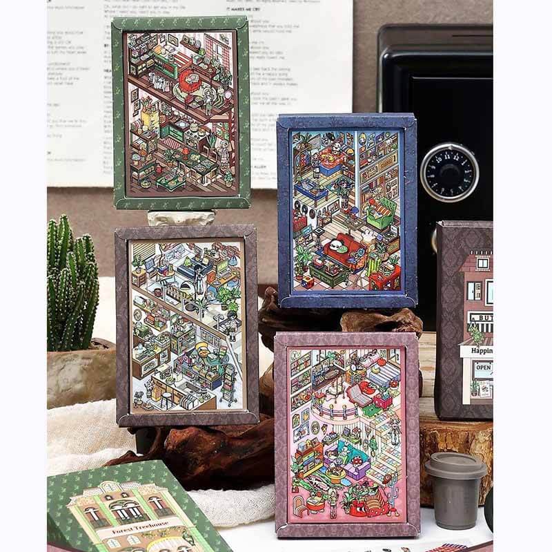 Whimsical Homes DIY 3D Scene Stickers 4 Cute Miniature Scenes(S)
