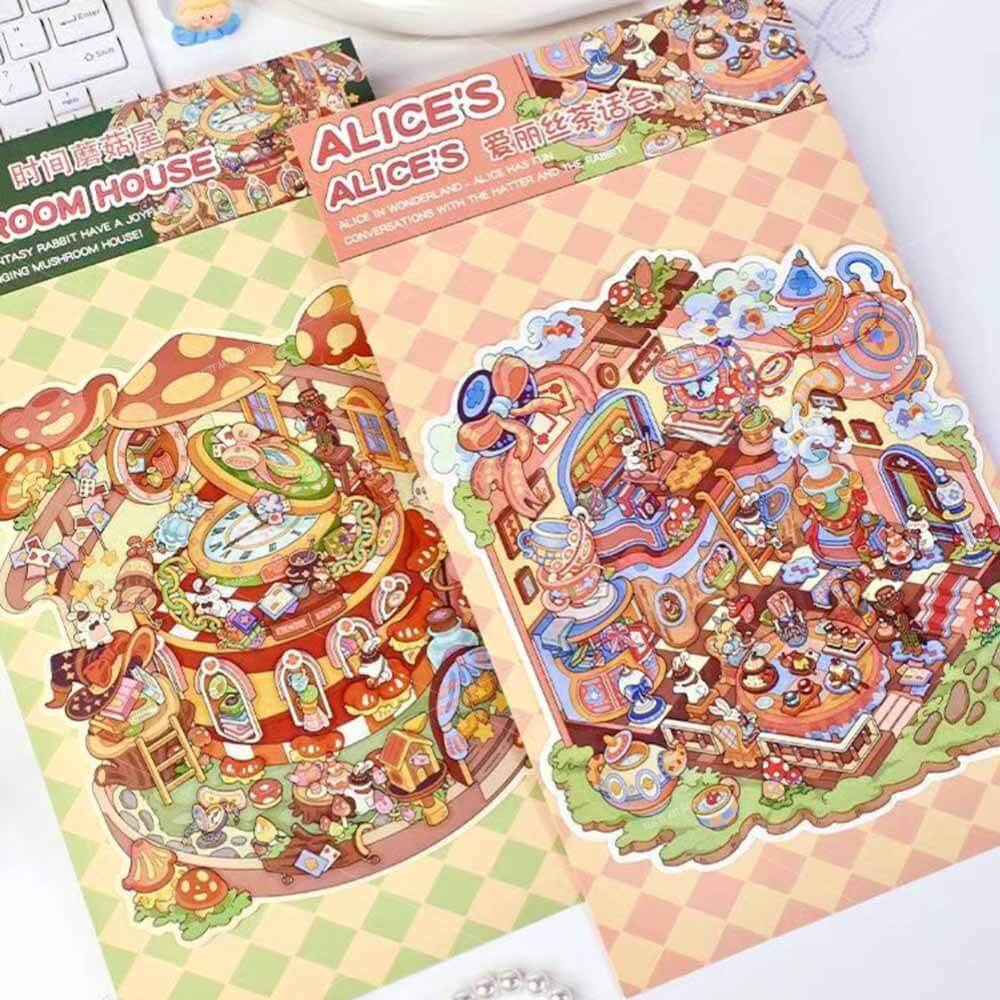 Whimsical Hour DIY 3D Scene Stickers 2 Cute Miniature Scenes(L)