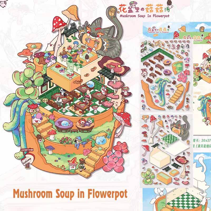 Whimsical Houses DIY 3D Scene Stickers 4 Cute Scenes(L)