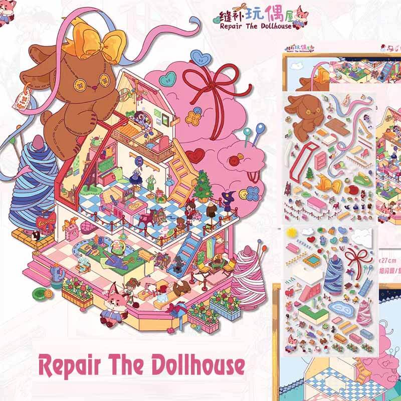Whimsical Houses DIY 3D Scene Stickers 4 Cute Scenes(L)