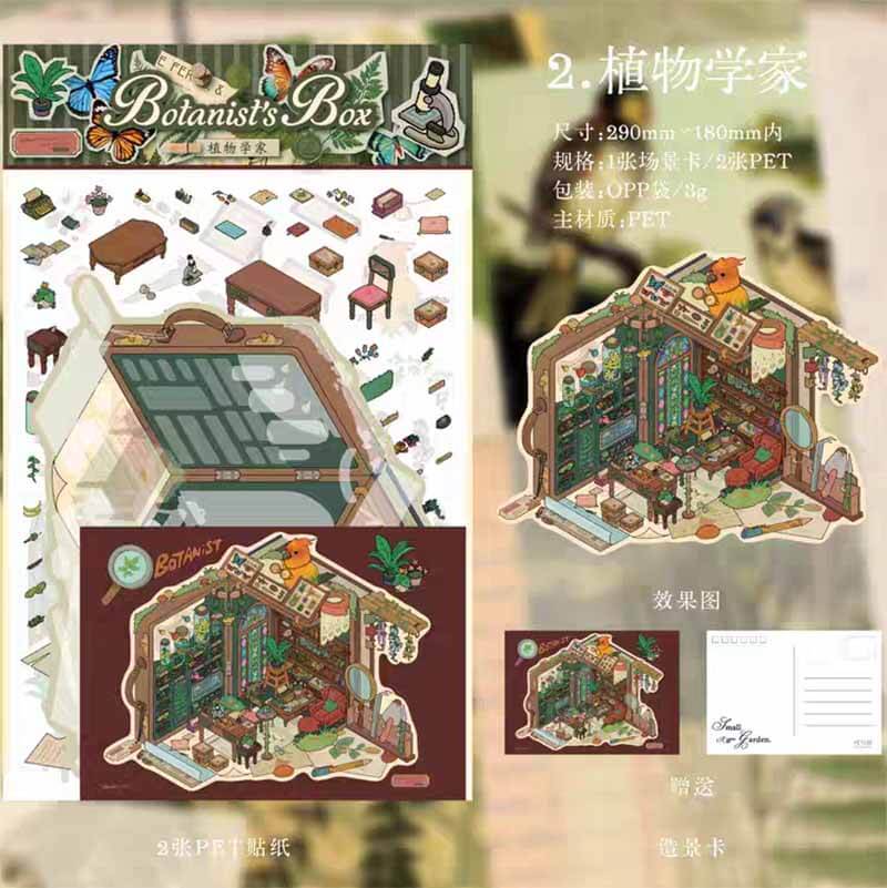 Whimsical Wonders DIY 3D Scene Stickers 4 Cute Miniature Scenes(L)