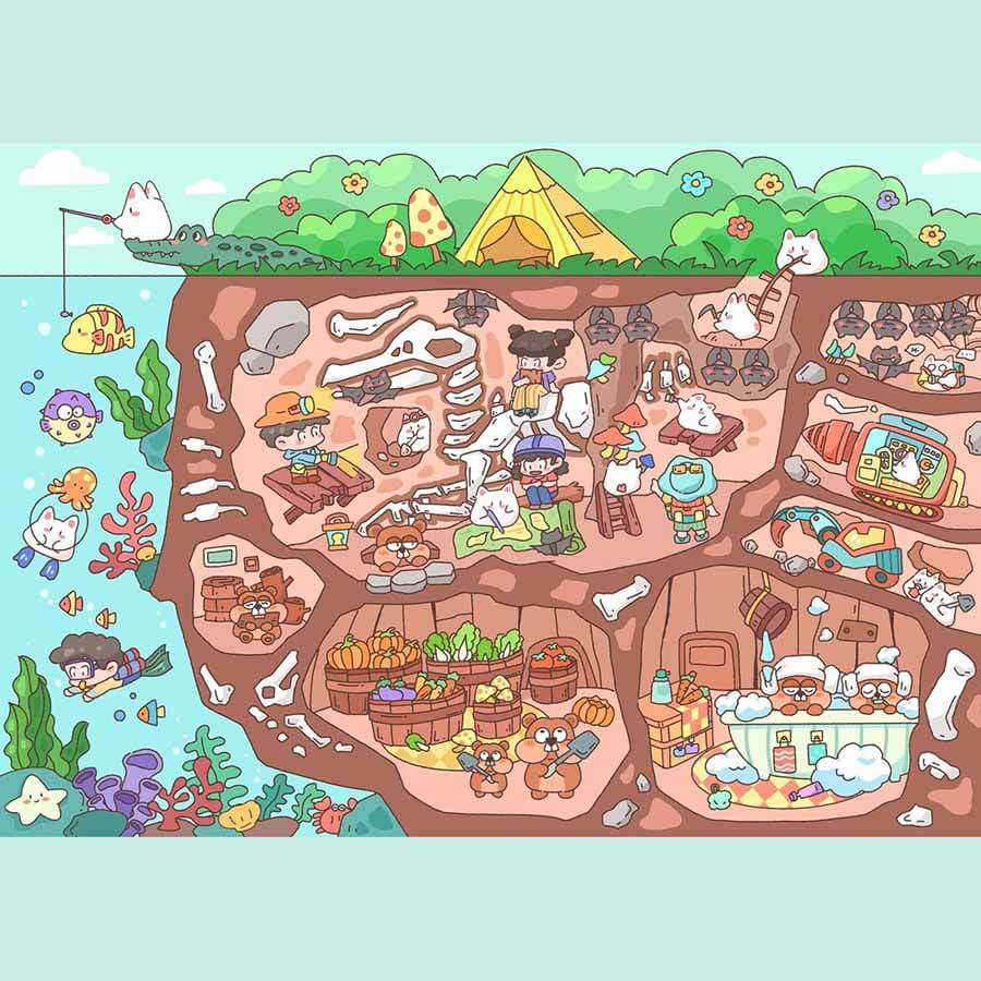 Whimsical World DIY 3D Scene Stickers 4 Cute Miniature Scenes(L)