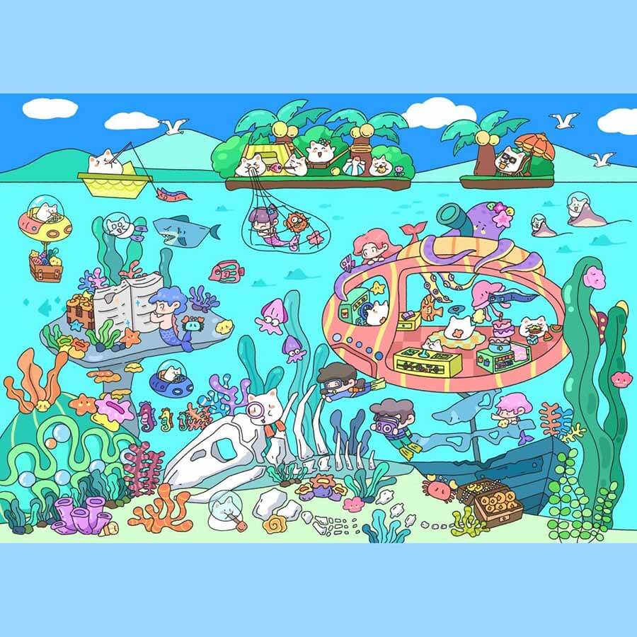 Whimsical World DIY 3D Scene Stickers 4 Cute Miniature Scenes(L)