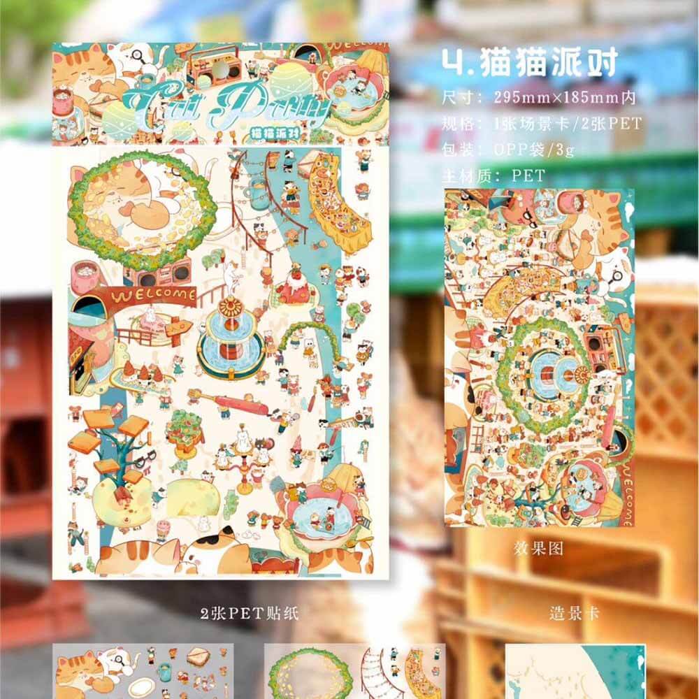 Whimsical Dreamscape DIY 3D Scene Stickers 4 Cute Miniature Scenes(L)
