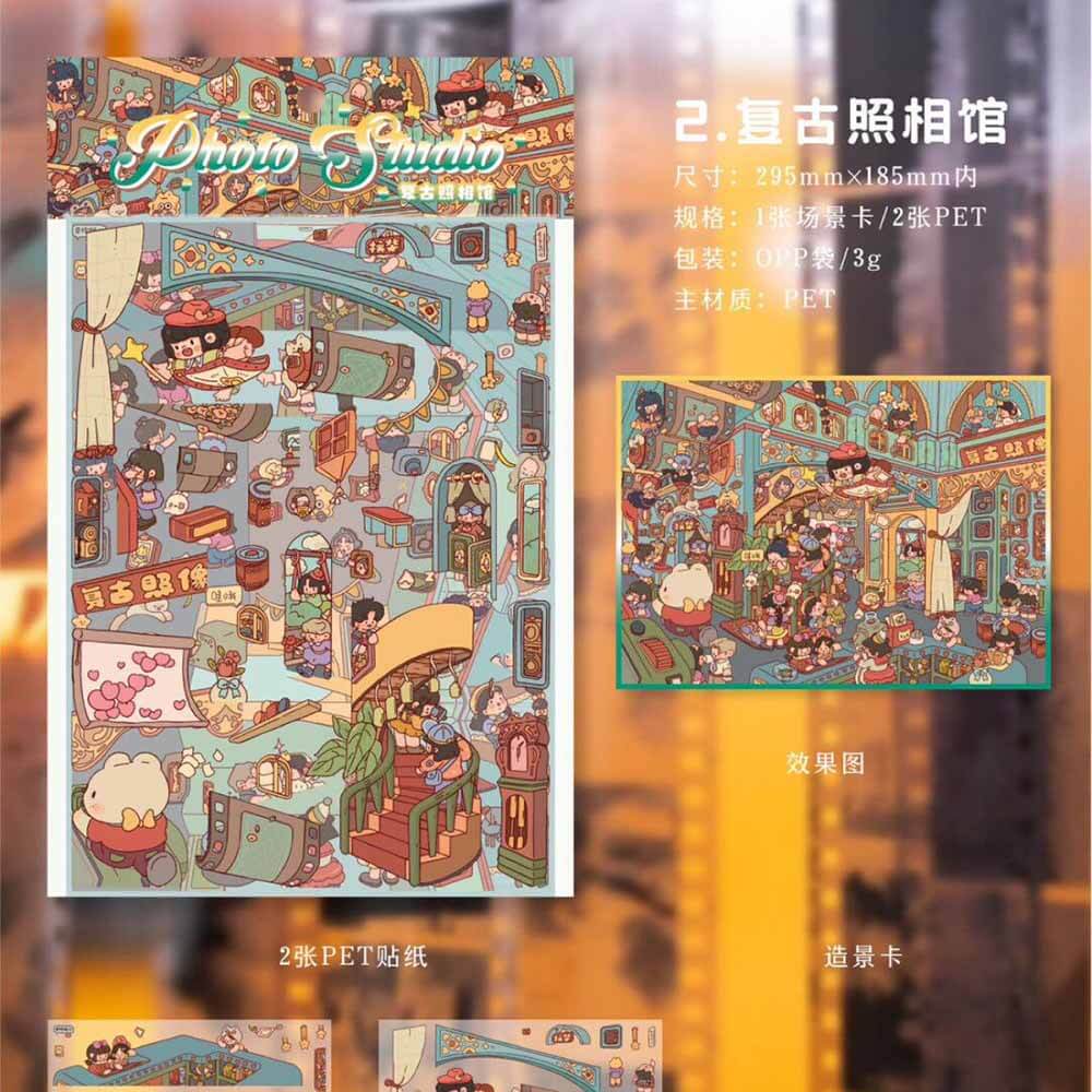 Whimsical Dreamscape DIY 3D Scene Stickers 4 Cute Miniature Scenes(L)