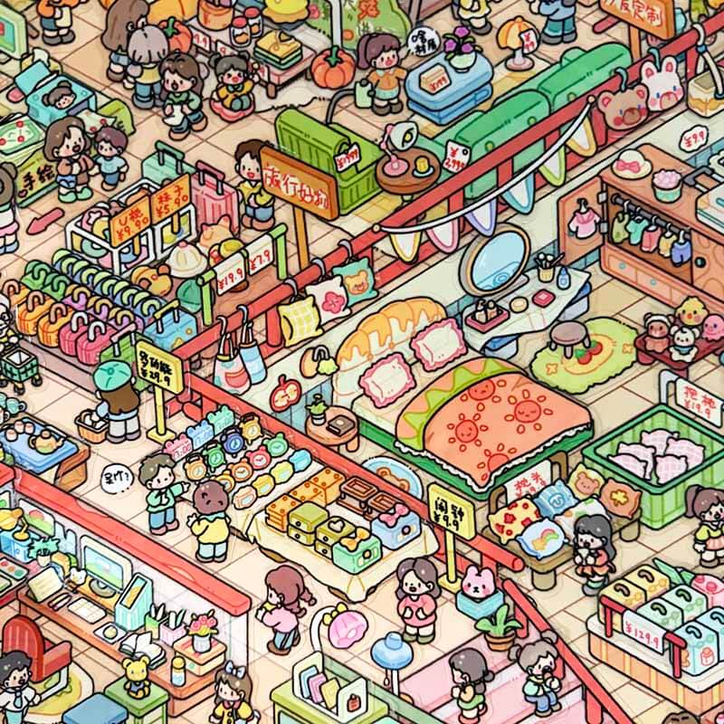 Whimsy Alley DIY 3D Scene Stickers 4 Cute Scenes(L)