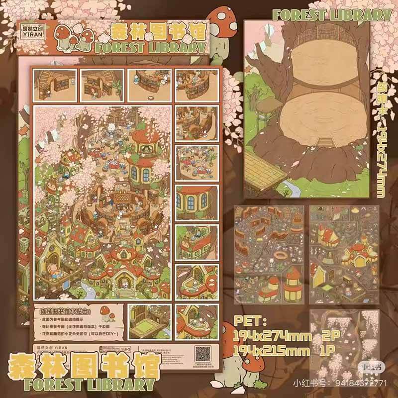 Whimsy Alley DIY 3D Scene Stickers 4 Cute Scenes(L)