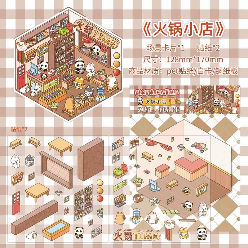 Whimsy Bites DIY 3D Scene Stickers 4 Cute Miniature Scenes(S)