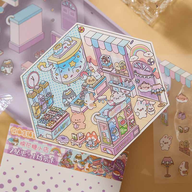 Whimsy Bites DIY 3D Scene Stickers 4 Cute Miniature Scenes(S)